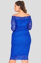Vestido midi con escote Bardot festoneado