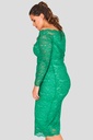 Vestido midi con escote Bardot festoneado