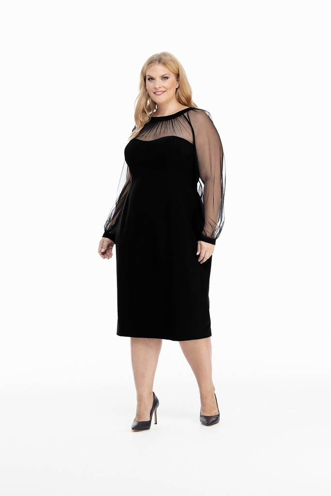 Vestido formal con mangas ilusión