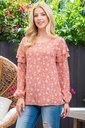 Blusa Floral Manga Abullonada