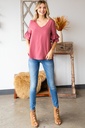 Blusa Cuello V Manga al Codo