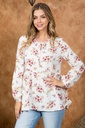 Blusa floral con cordones en escote