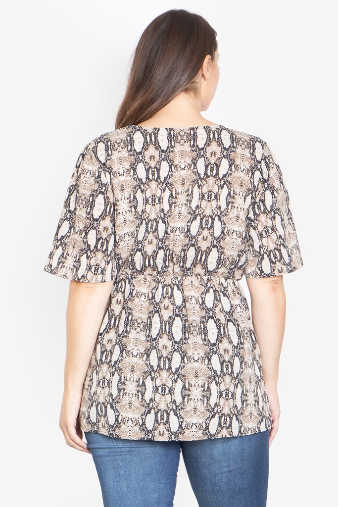 Blusa con escote en V, animal print