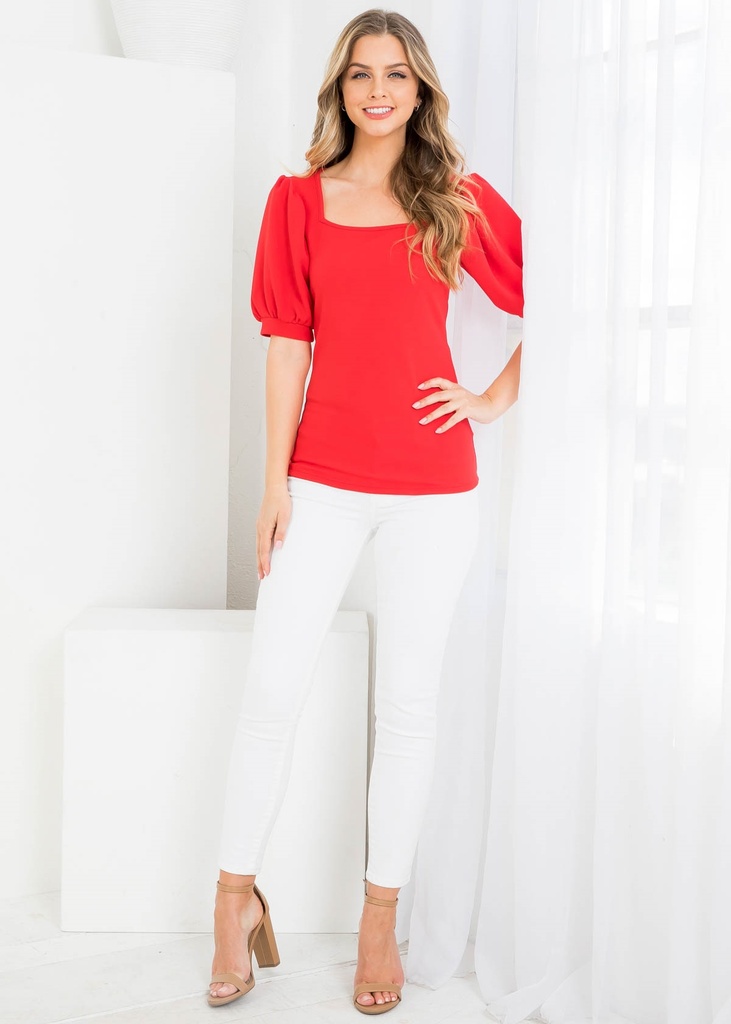 Blusa con escote cuadrado Coral