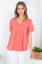 Blusa plisada con manga corta