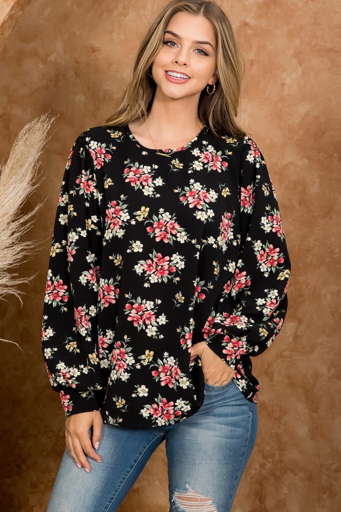 Blusa floral de manga larga