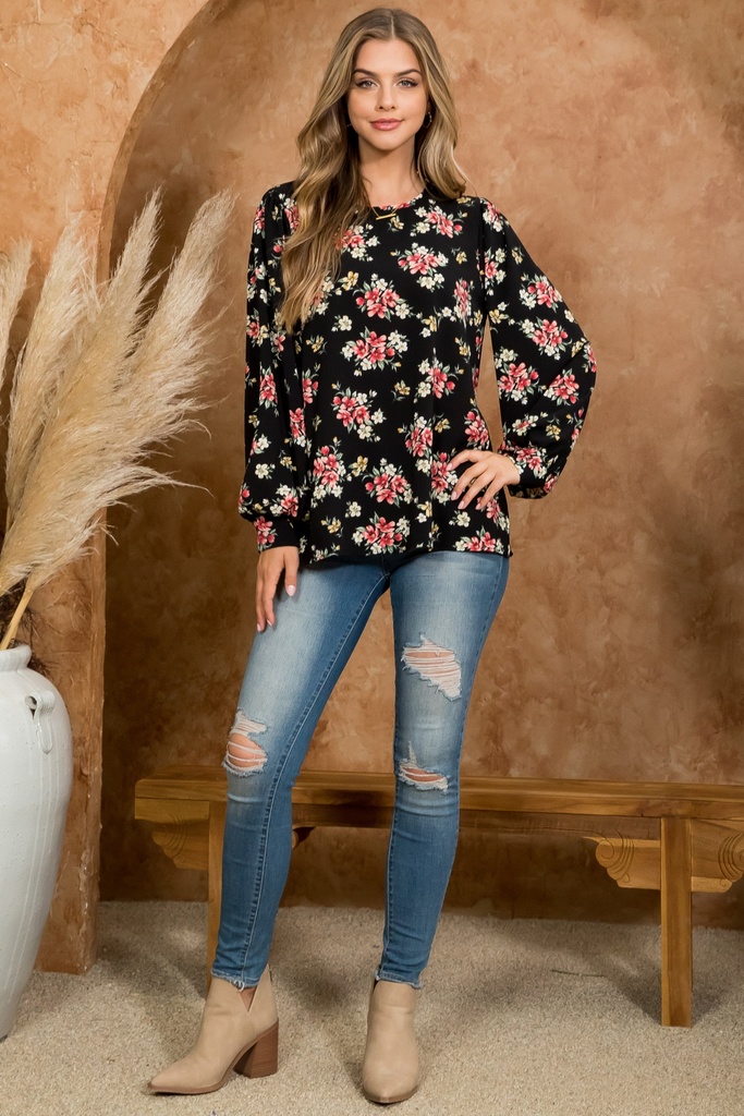 Blusa floral de manga larga