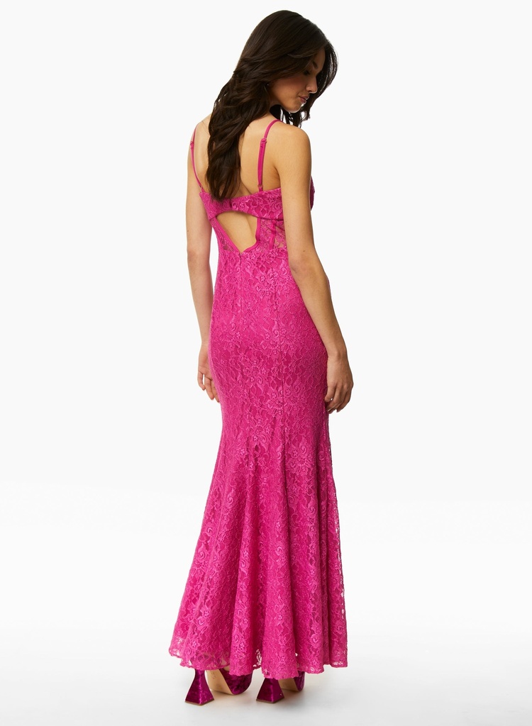Vestido largo de encaje de corsé
