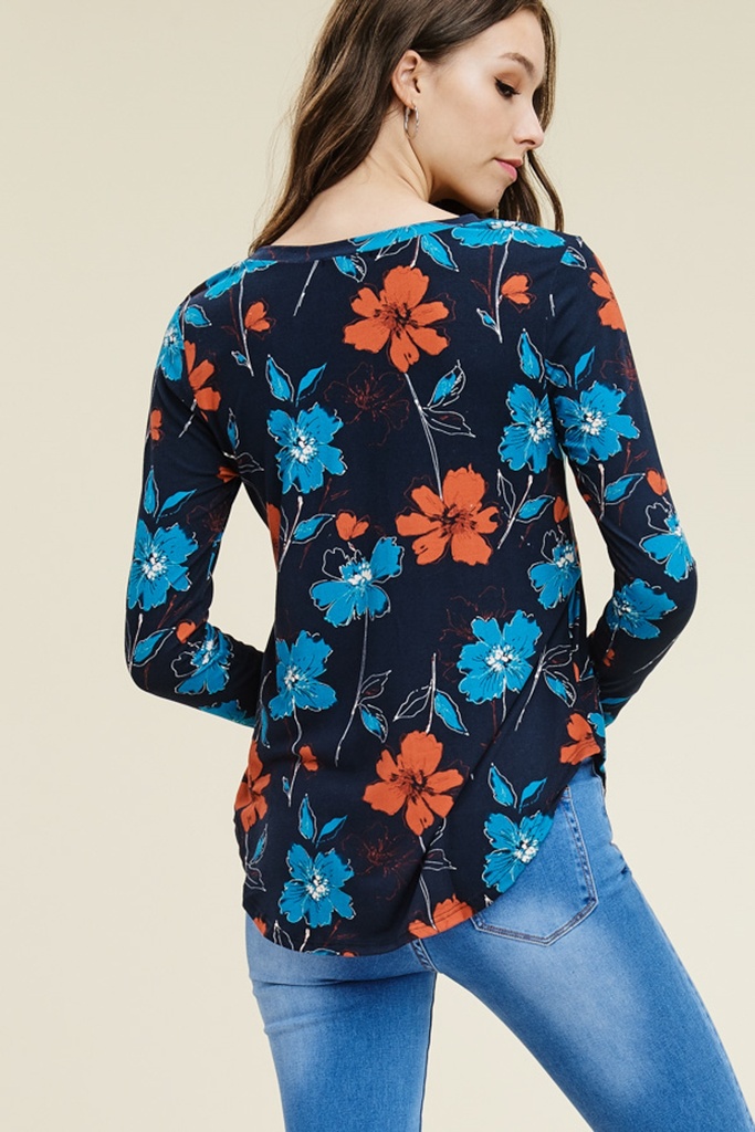 Blusa floral con fruncido