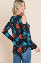 Blusa floral cold shoulder