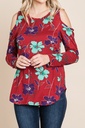 Blusa floral cold shoulder Burgundy