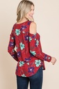 Blusa floral cold shoulder Burgundy