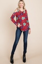 Blusa floral cold shoulder Burgundy