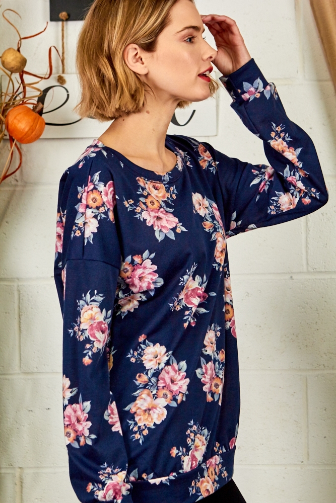 Blusa de manga larga floral romance