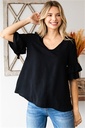 Blusa con mangas flutter, Sage