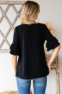 Blusa con mangas flutter, Sage