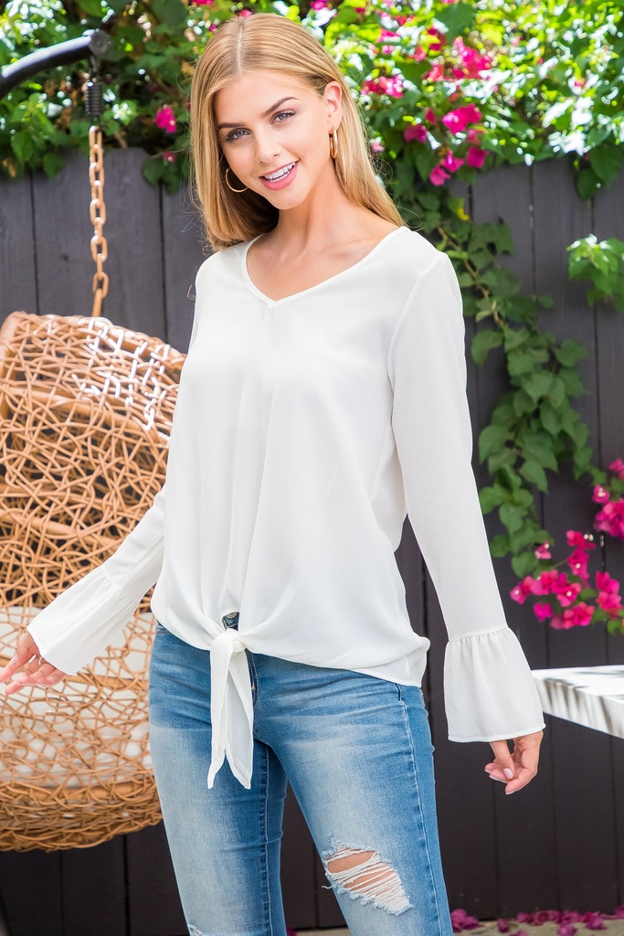 Blusa crepe con manga larga