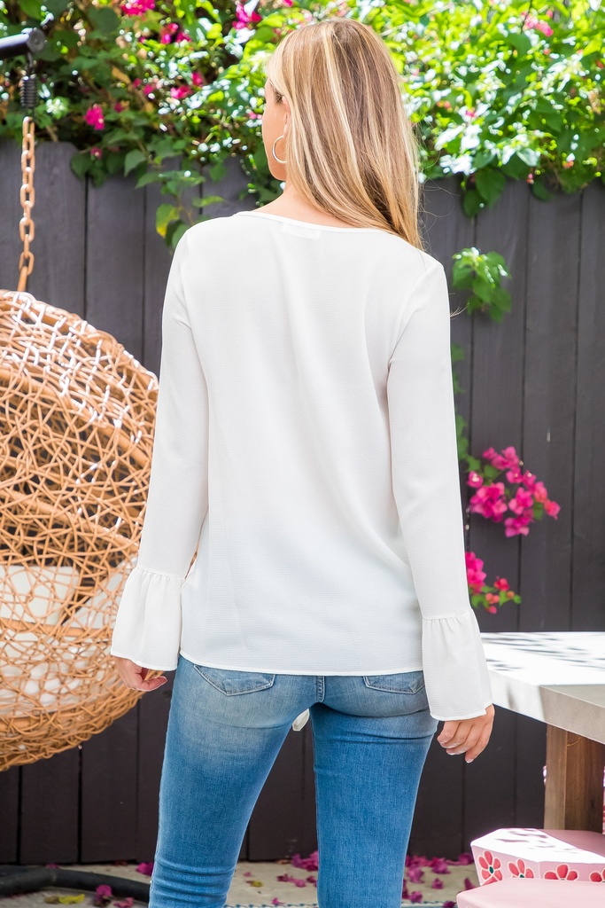 Blusa crepe con manga larga
