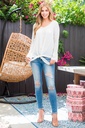 Blusa crepe con manga larga
