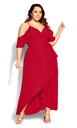 Vestido largo con volantes scarlet