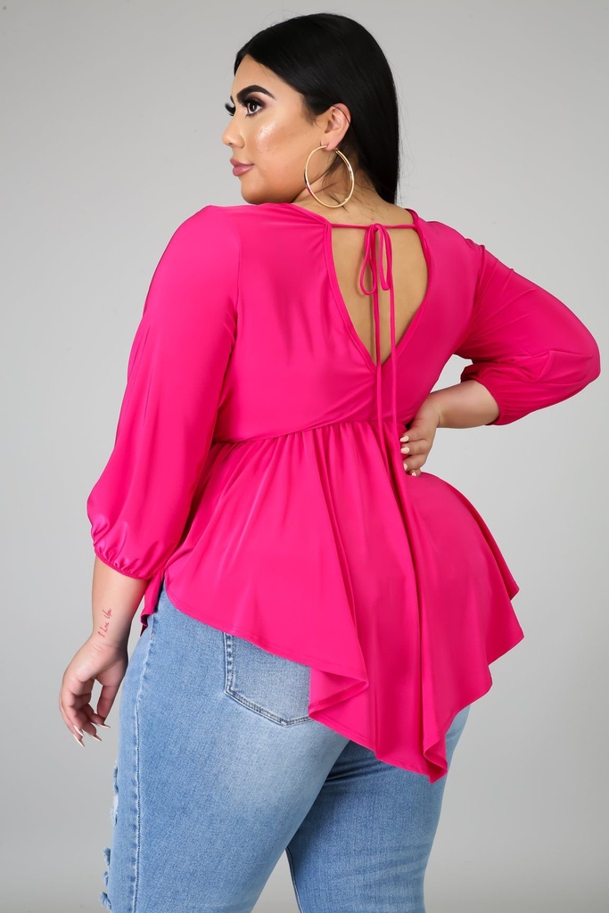 Blusa manga larga con dobladillo en V