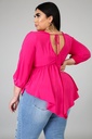 Blusa manga larga con dobladillo en V