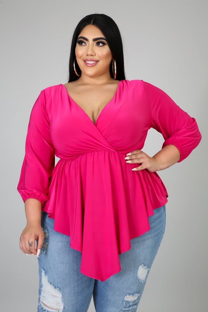 Blusa stretch con dobladillo en V