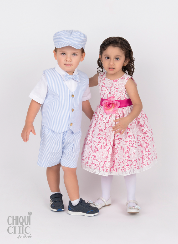 Conjunto de chaleco y short seersucker
