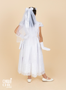Vestido de manga corta con cinturón de cristales