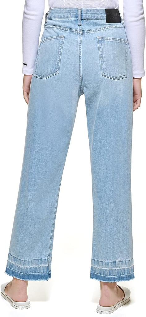 Jeans rectos con dobladillo rasgado