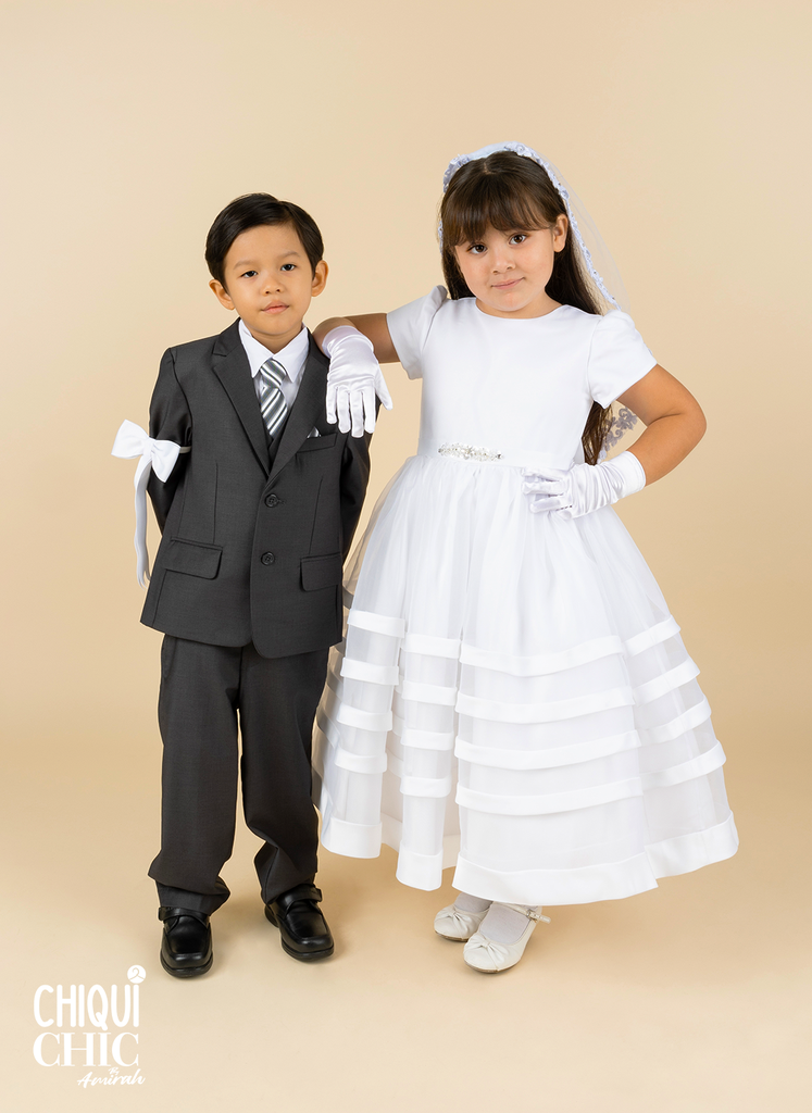 Vestido de organza con cinturón