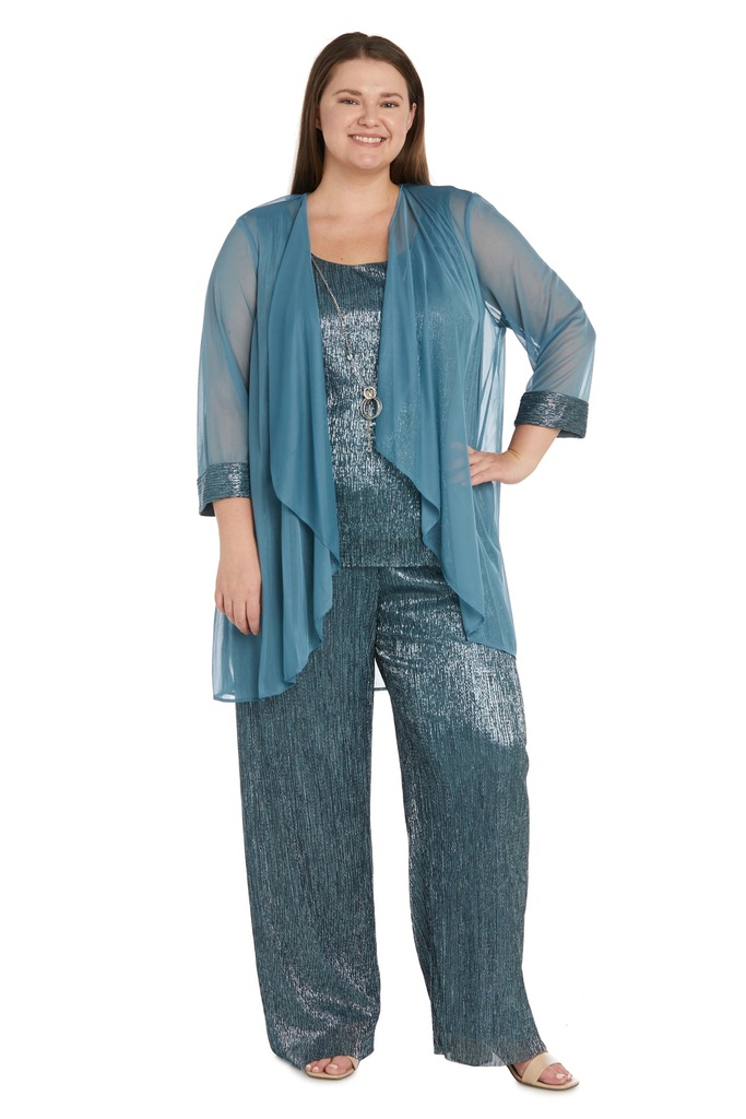 Traje pantalón arrugado metalico