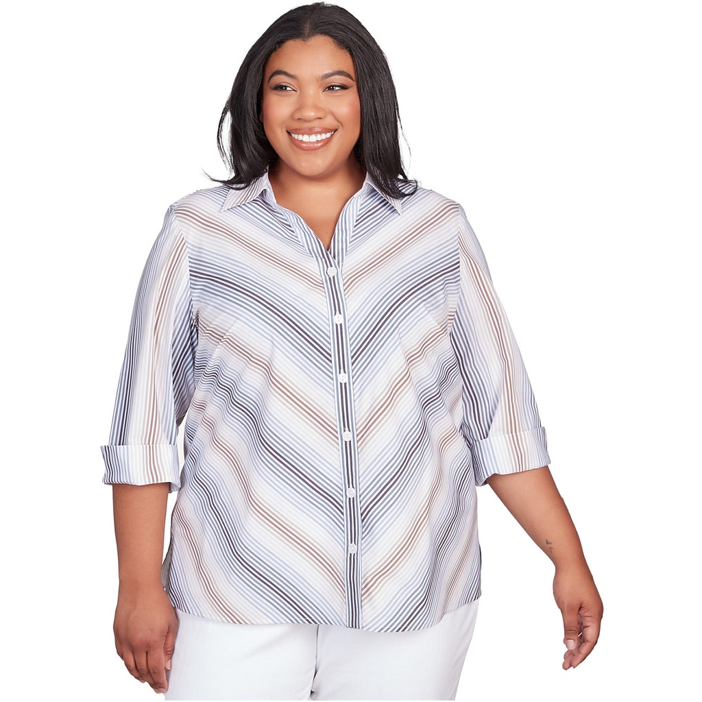 Blusa a rayas chevron manga 3/4