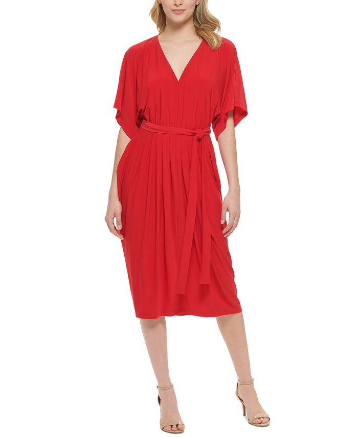 Vestido midi con cuello en V