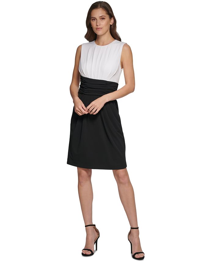 Vestido tubo fruncido en bloques