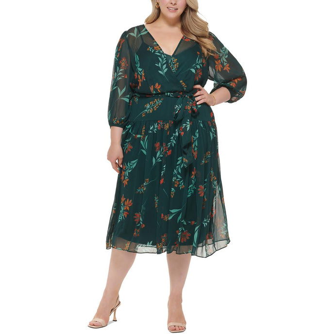 Vestido traslapado con estampado floral