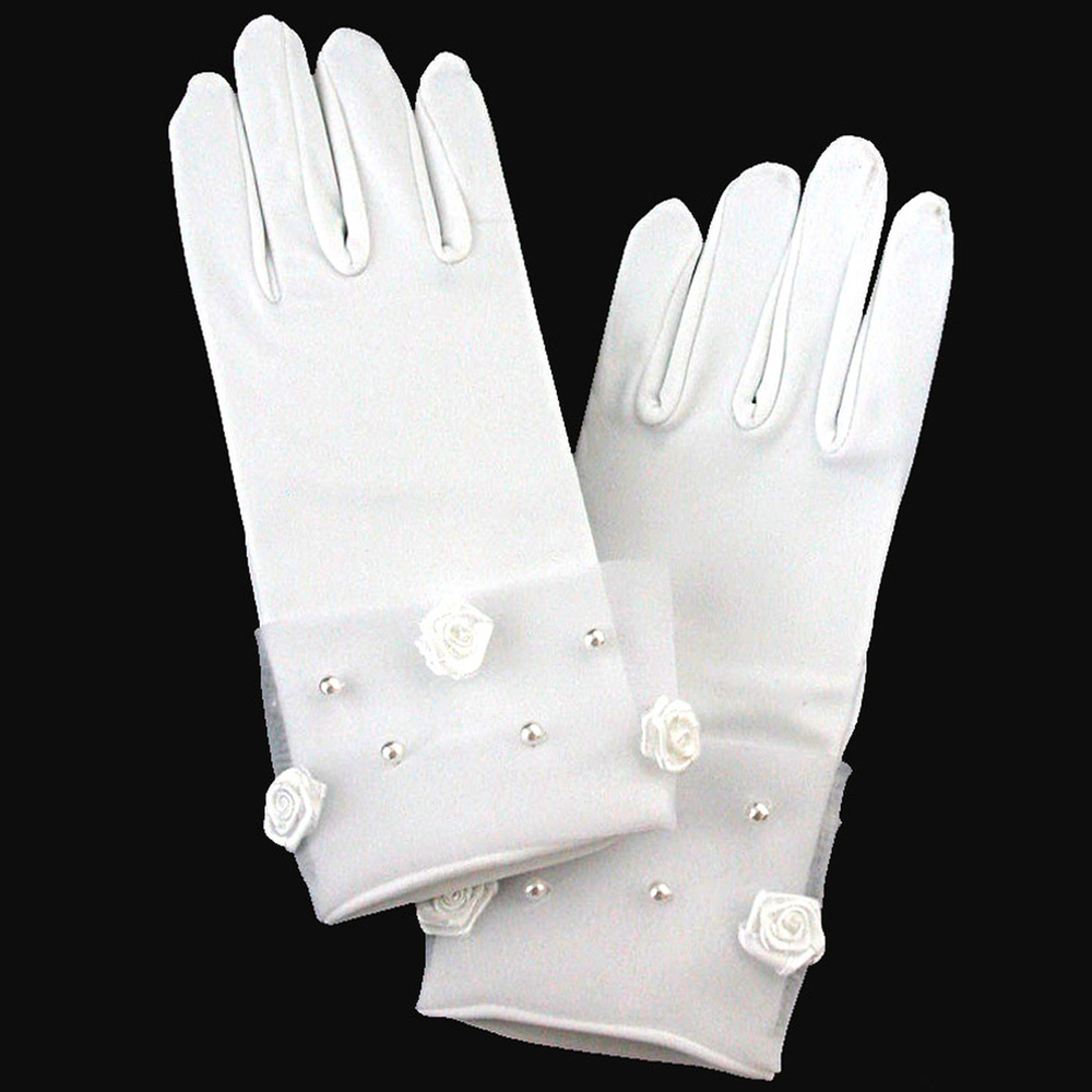 Guantes de satén con  roseta 