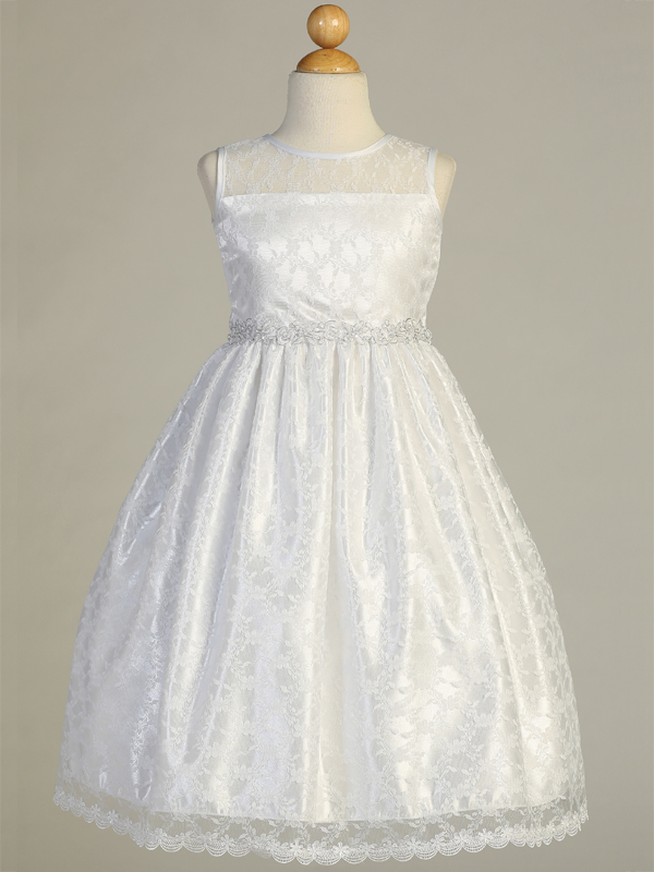 Vestido de encaje con ribete plateado