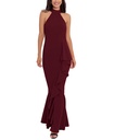 Vestido formal halter con volantes