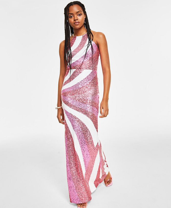 Vestido halter con lentejuelas
