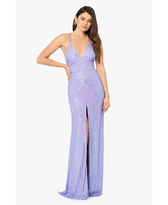Vestido largo con tiras y lentejuelas