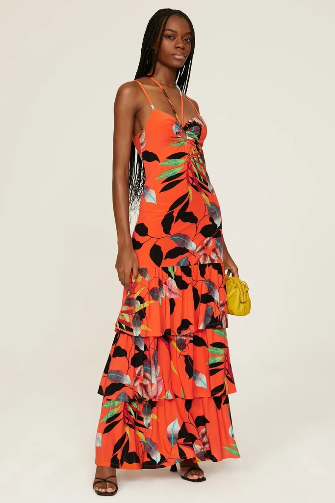 Vestido maxi escalonado Amaya