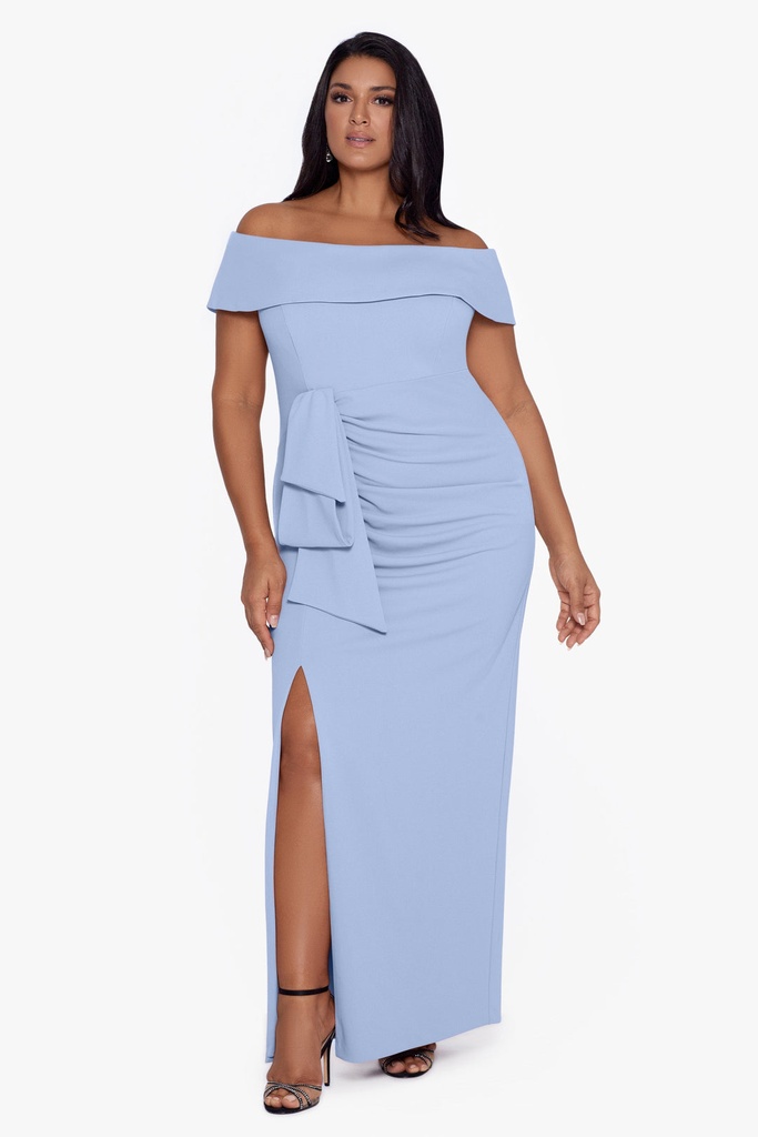 Vestido largo de crepé drapeado (copia)