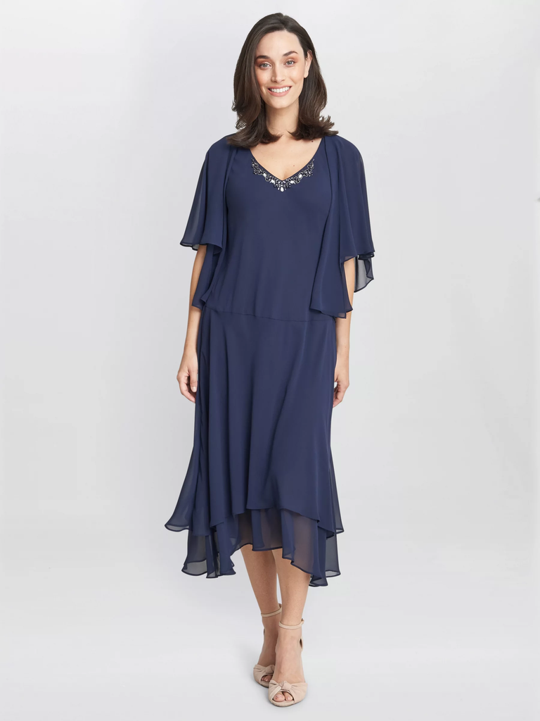 Vestido midi de gasa con chaqueta Cheryl