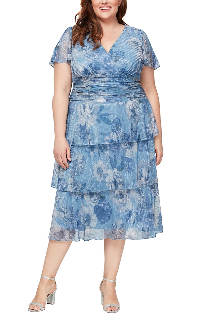 Vestido con cintura escalonada lúrex