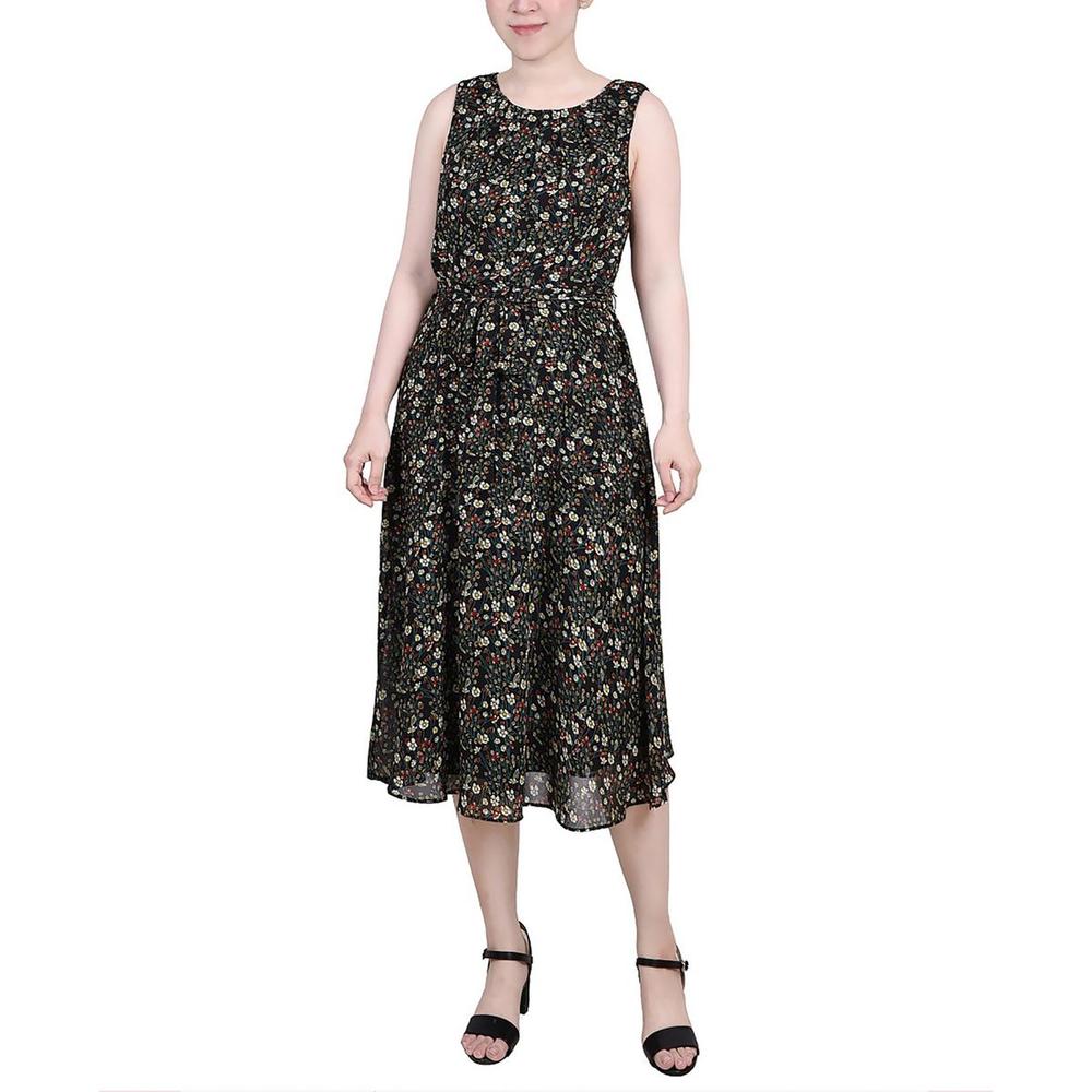 Vestido floral de gasa con cinturón