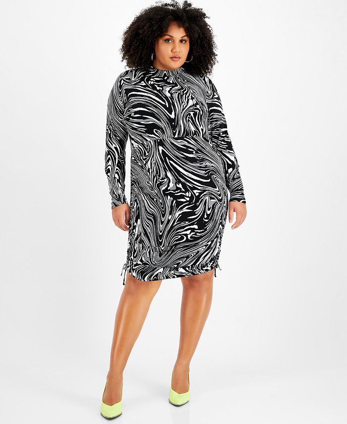 Vestido de cuello alto con estampado