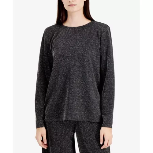 Blusa acanalada con efecto brillante