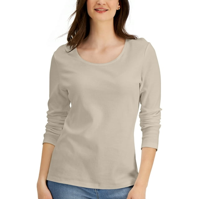 Blusa de algodón con escote redondo