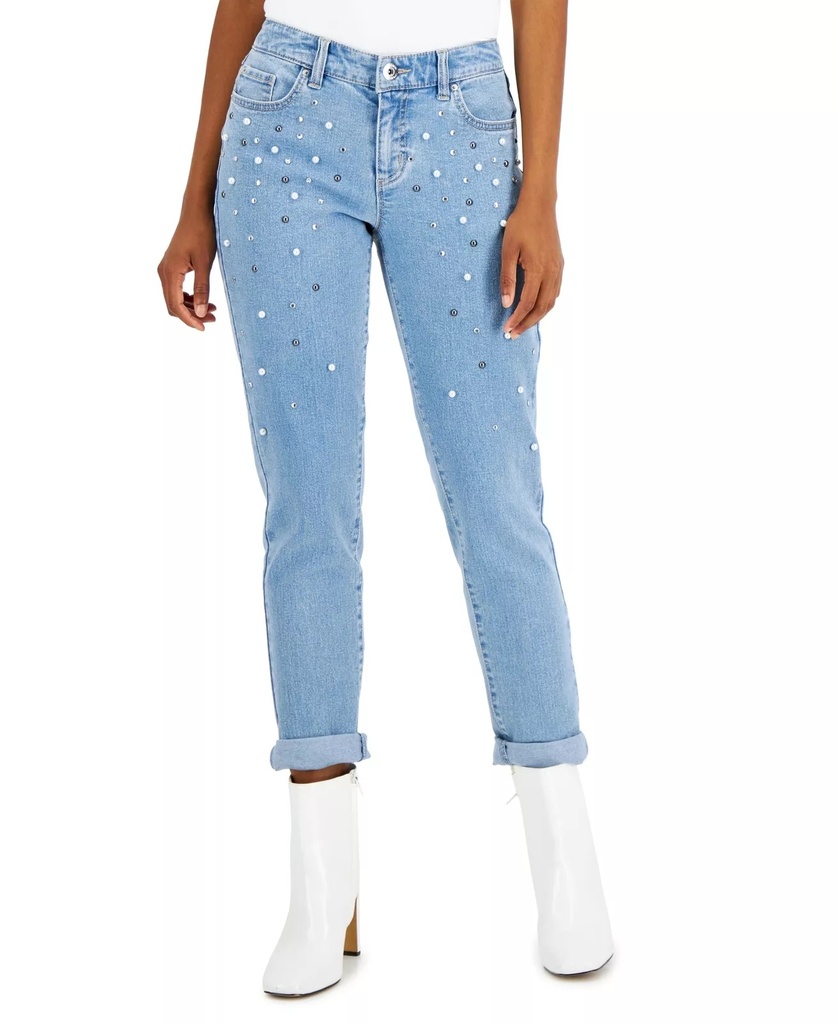 Jeans de pierna recta adornados